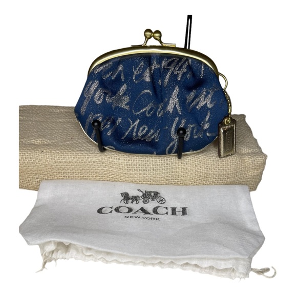 Coach Coin Purse New York Script Shimmer - Picture 1 of 5